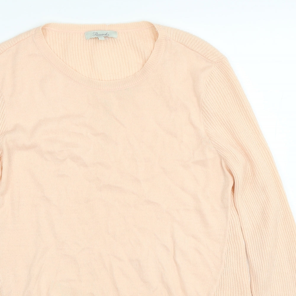 Peacocks Womens Orange Round Neck Acrylic Pullover Jumper Size 12