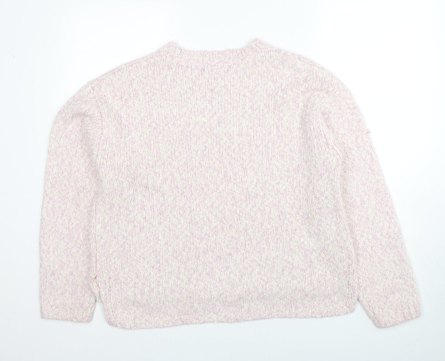 Marks and Spencer Womens Pink Round Neck Polyester Pullover Jumper Size L