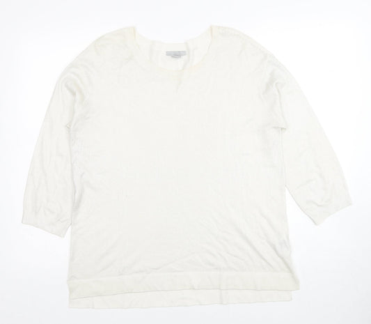 H&M Womens Ivory Scoop Neck Viscose Pullover Jumper Size L