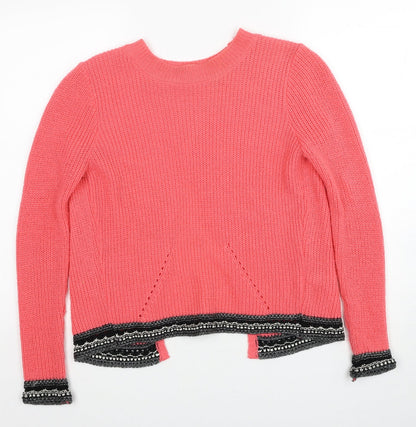 Tu Womens Pink Round Neck Acrylic Pullover Jumper Size 10