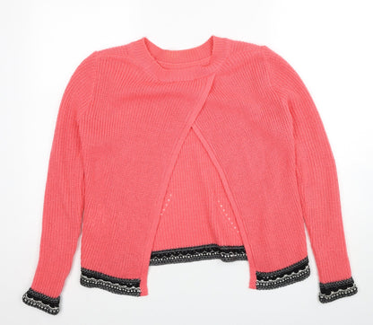Tu Womens Pink Round Neck Acrylic Pullover Jumper Size 10