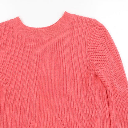 Tu Womens Pink Round Neck Acrylic Pullover Jumper Size 10