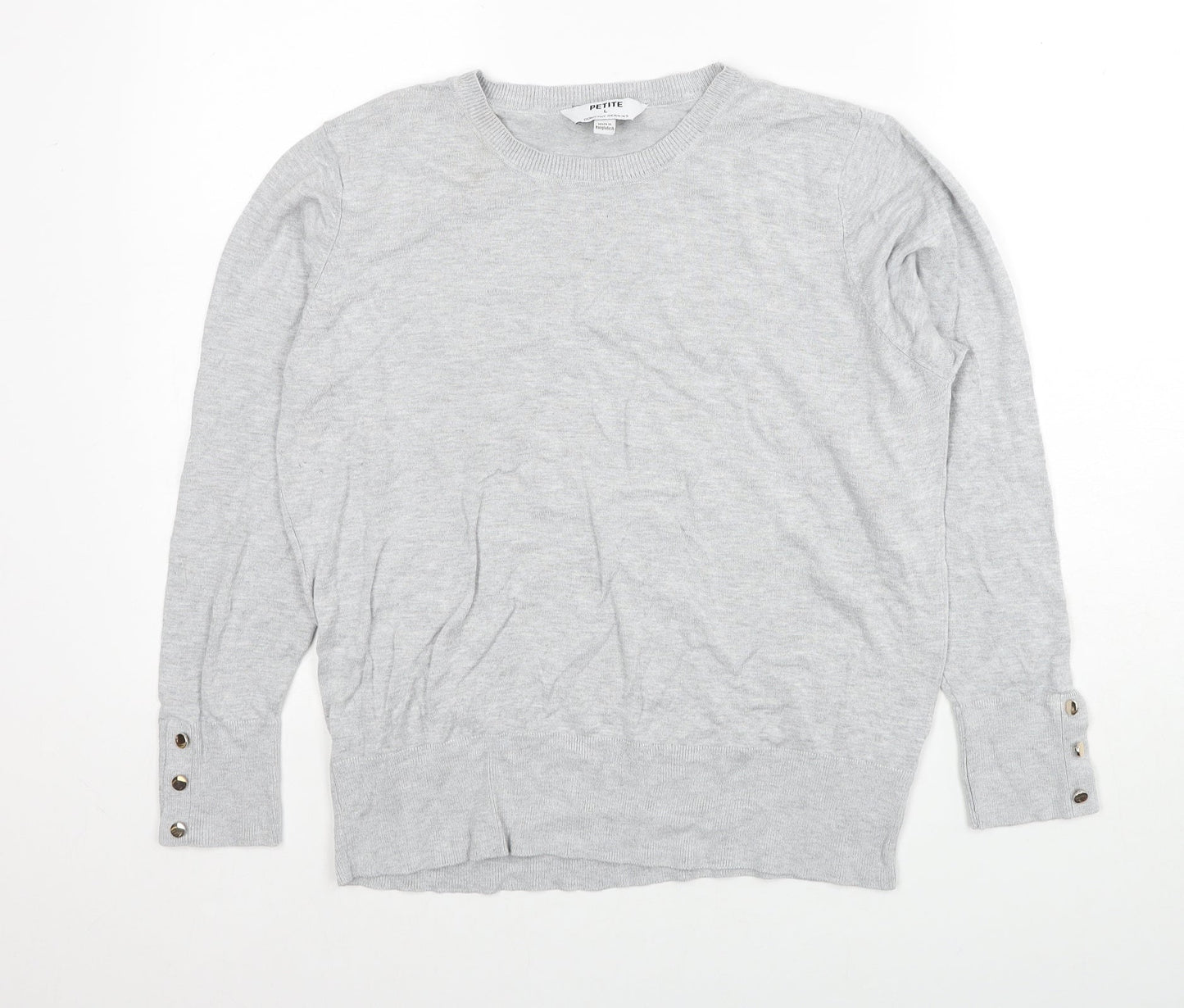 Dorothy Perkins Womens Grey Round Neck Viscose Pullover Jumper Size L
