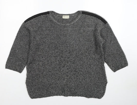 Marks and Spencer Womens Grey Round Neck Cotton Pullover Jumper Size 14