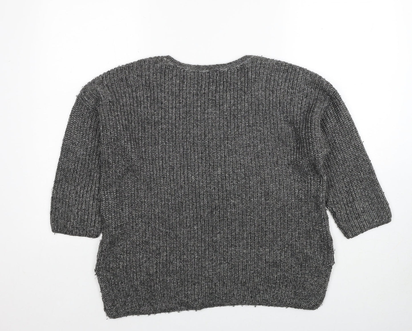 Marks and Spencer Womens Grey Round Neck Cotton Pullover Jumper Size 14
