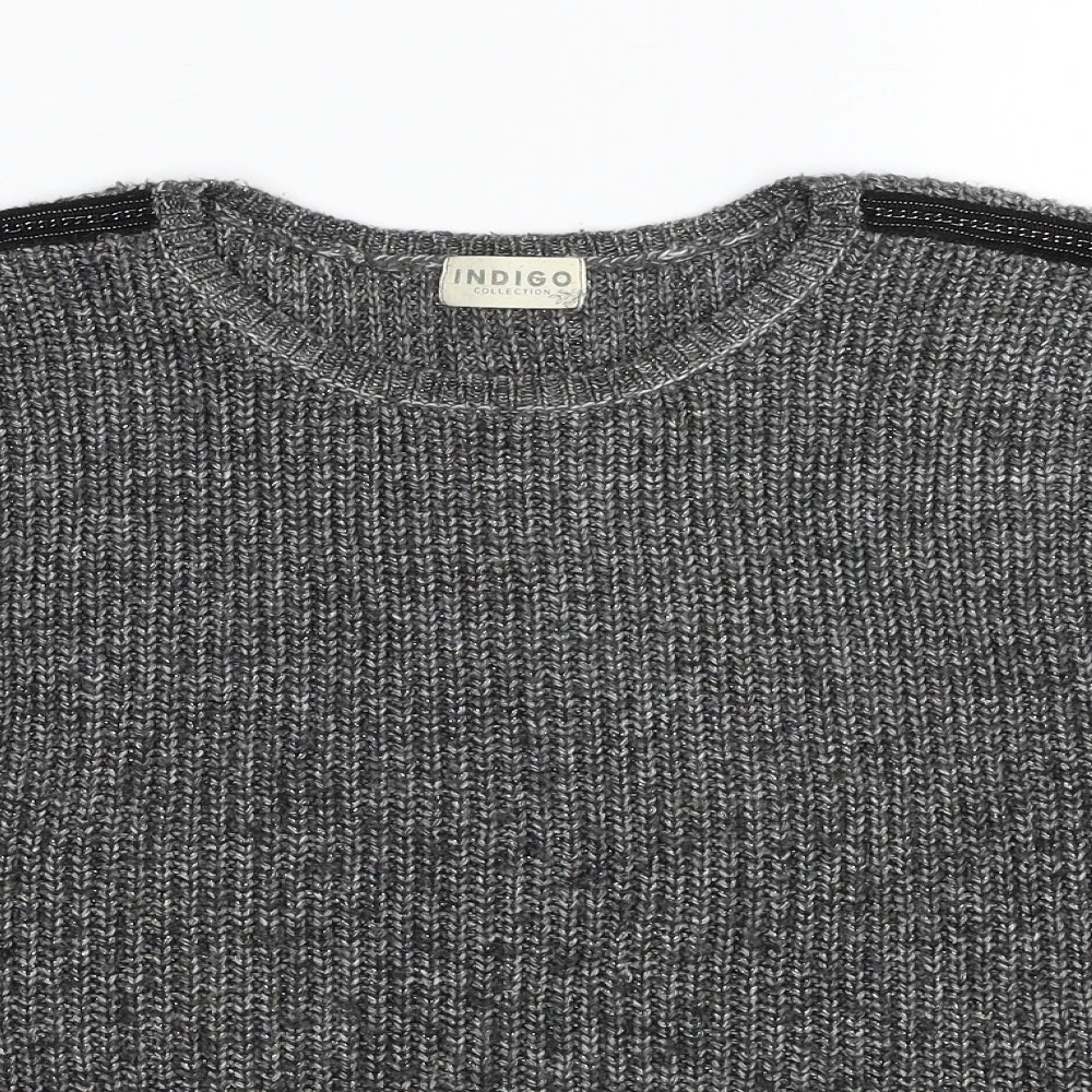 Marks and Spencer Womens Grey Round Neck Cotton Pullover Jumper Size 14