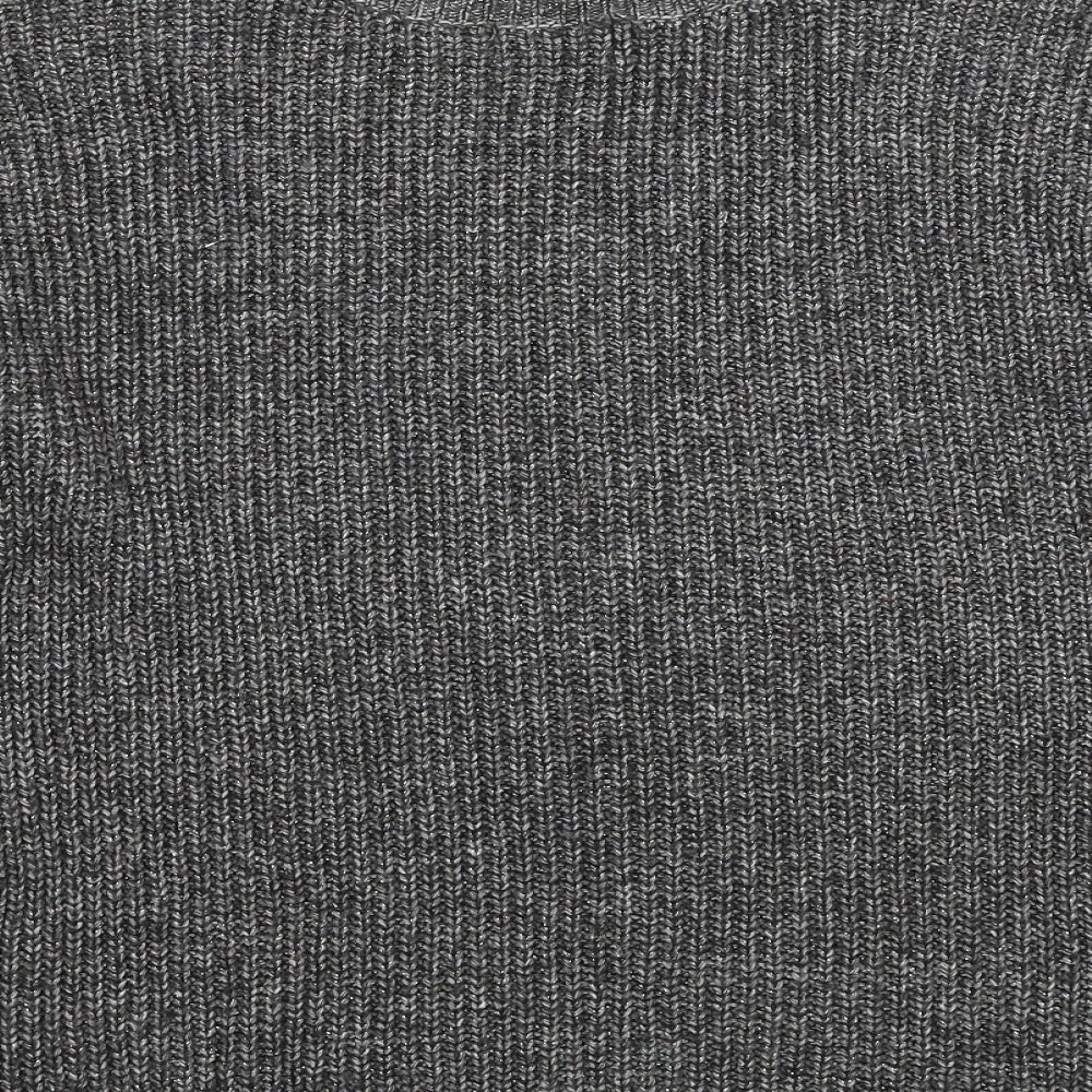 Marks and Spencer Womens Grey Round Neck Cotton Pullover Jumper Size 14