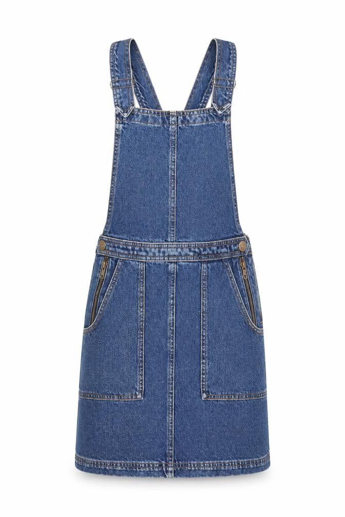 Cooperative Womens Blue Cotton Pinafore/Dungaree Dress Size S Square Neck Button