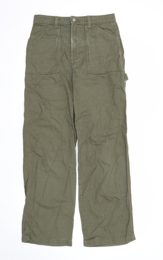 Divided Womens Green Cotton Straight Jeans Size 10 Regular Zip
