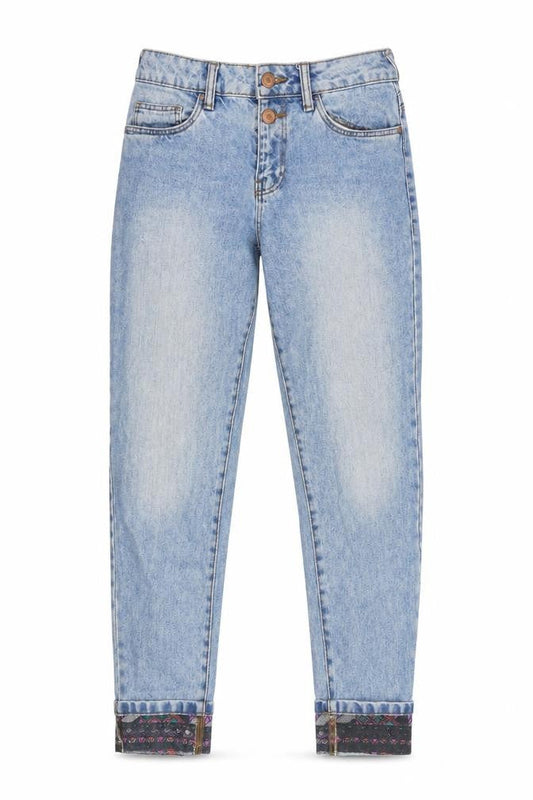 Noisy May Womens Blue Cotton Skinny Jeans Size 30 in Regular Zip - Leg Cuff Detail