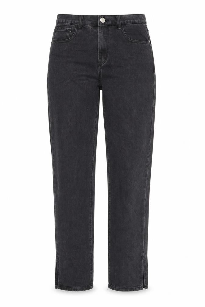 Redial Womens Black Cotton Straight Jeans Size 10 Regular Zip - Side Slit