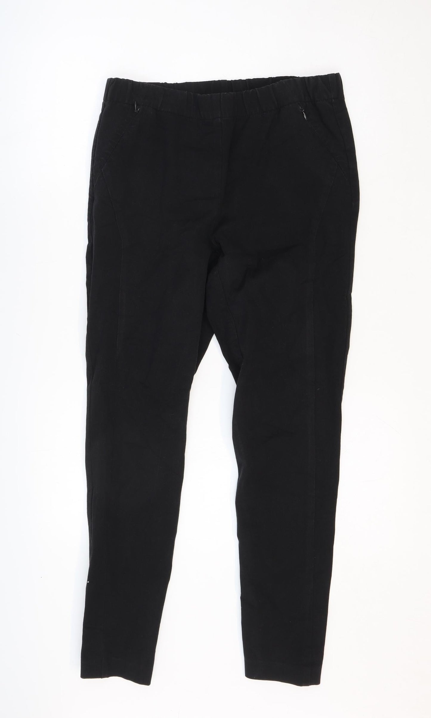Preworn Womens Black Cotton Trousers Size 31 in Regular