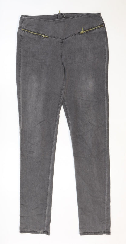Vero Moda Womens Grey Polyester Jegging Trousers Size L Regular Zip - Size L-XL