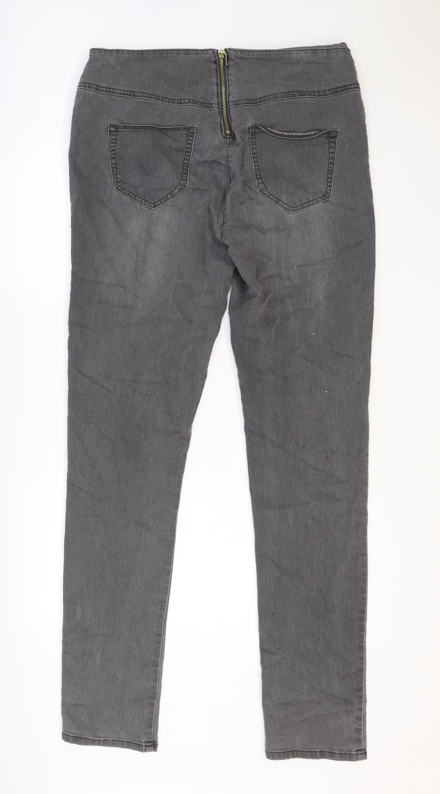 VERO MODA Womens Grey Polyester Jegging Trousers Size L Regular Zip - Size L-XL