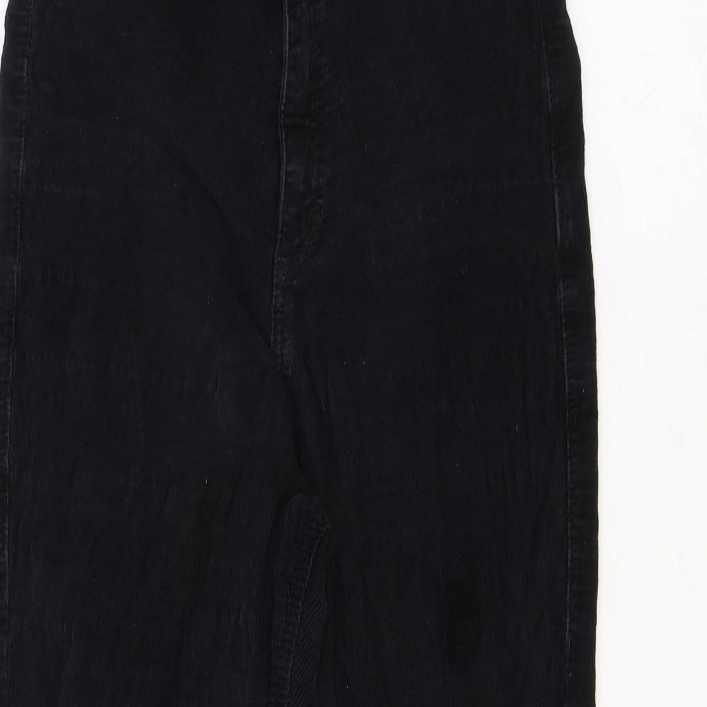Topshop Womens Black Cotton Trousers Size 28 Regular Zip