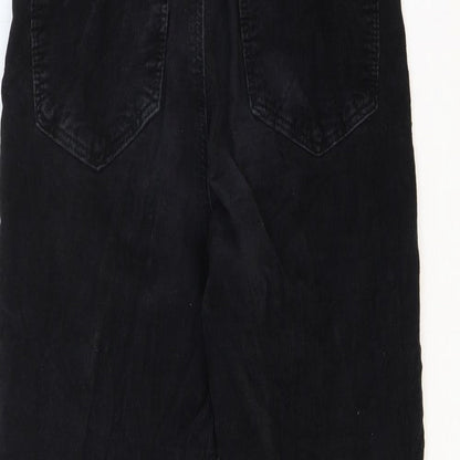Topshop Womens Black Cotton Trousers Size 28 Regular Zip
