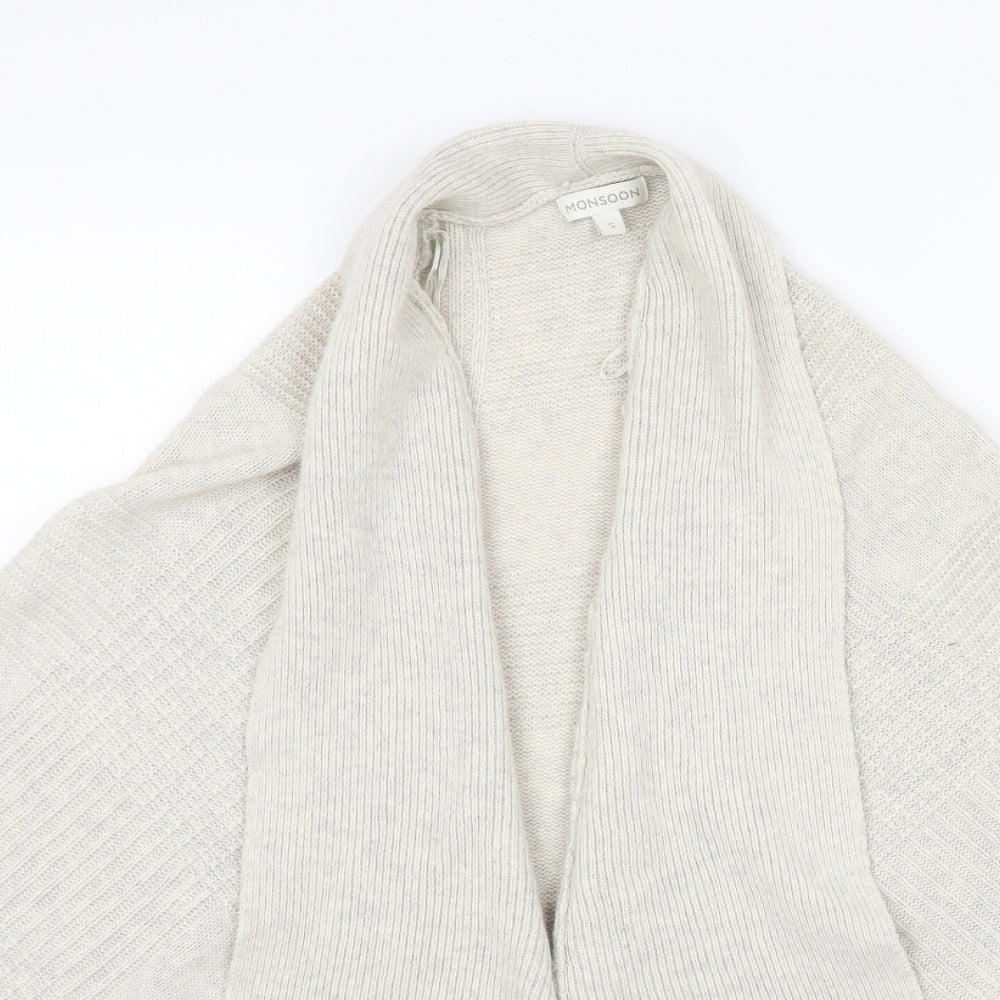 Monsoon Womens Beige V-Neck Acrylic Cape Jumper Size S