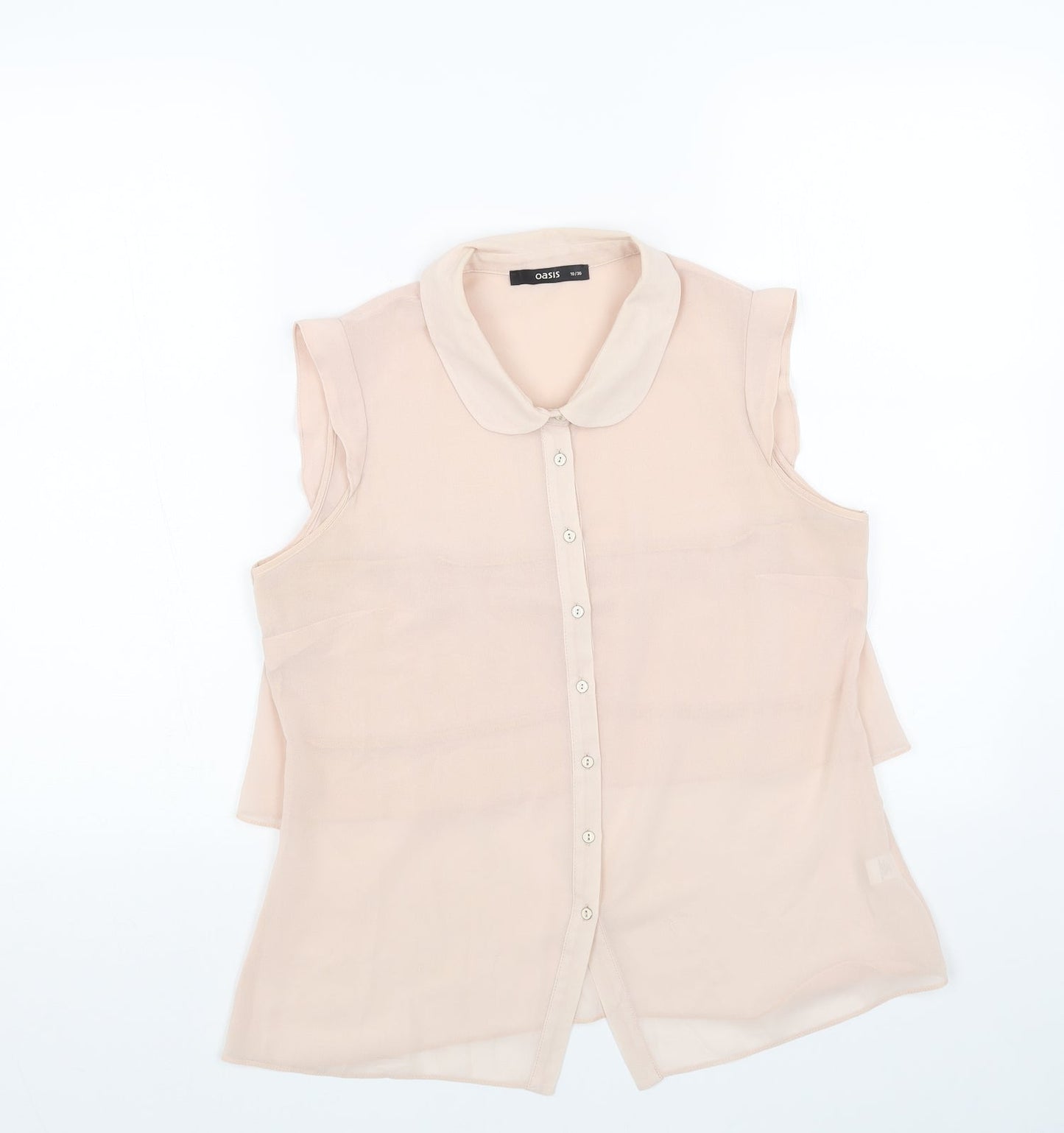 Oasis Womens Pink Polyester Basic Button-Up Size 10 Collared