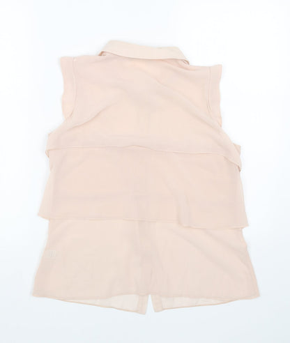 Oasis Womens Pink Polyester Basic Button-Up Size 10 Collared