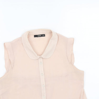 Oasis Womens Pink Polyester Basic Button-Up Size 10 Collared