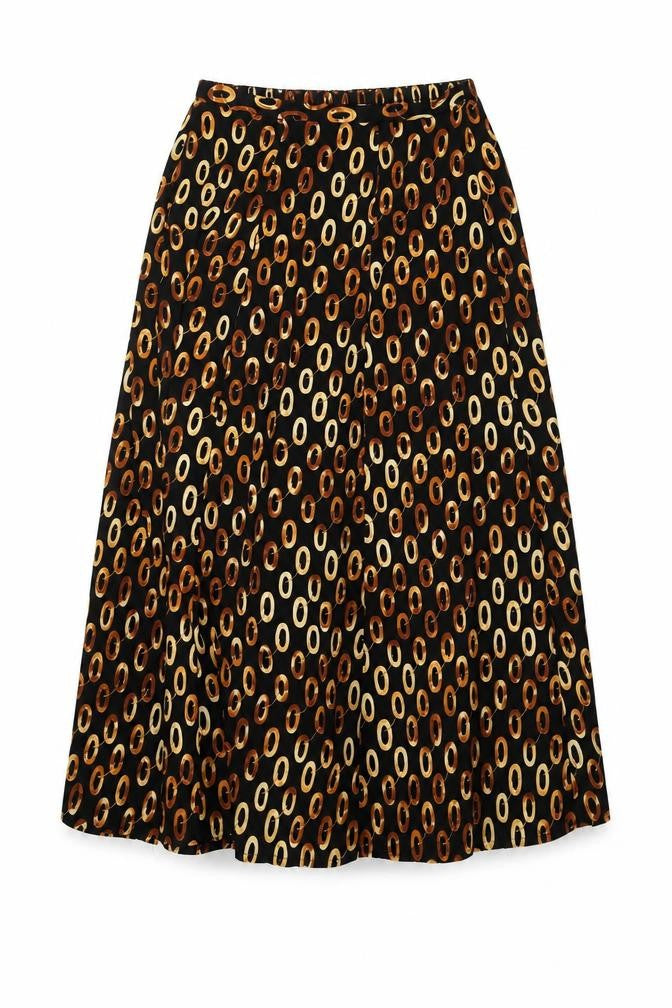 Preworn Womens Black Geometric Polyester Swing Skirt Size 12