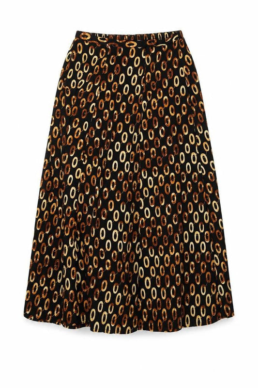 Preworn Womens Black Geometric Polyester Swing Skirt Size 12