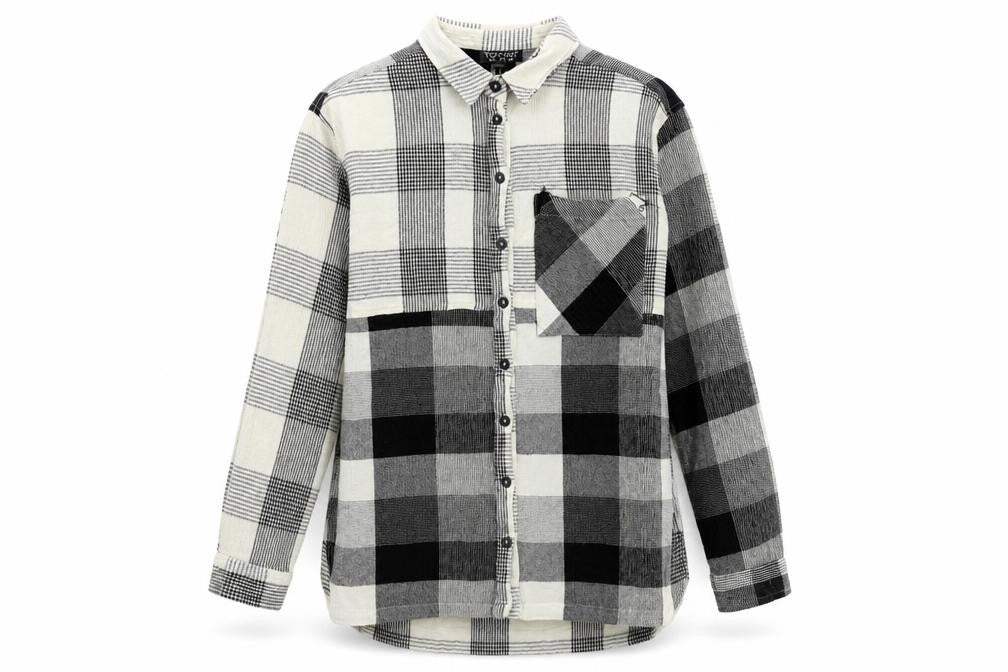 Topshop Womens Black Plaid Viscose Basic Button-Up Size 10 Collared
