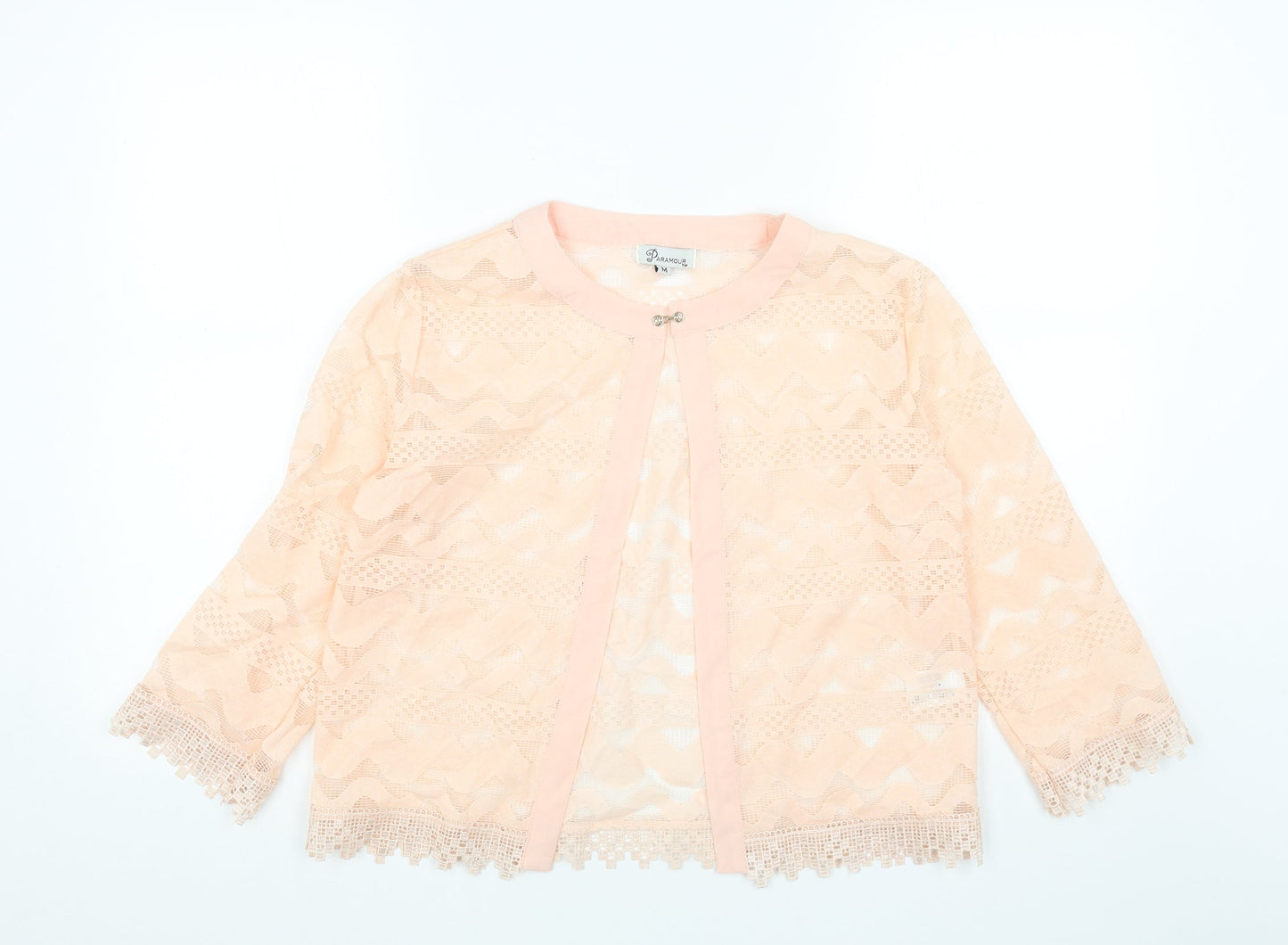 Paramour Womens Pink Geometric Cotton Kimono Blouse Size M Round Neck