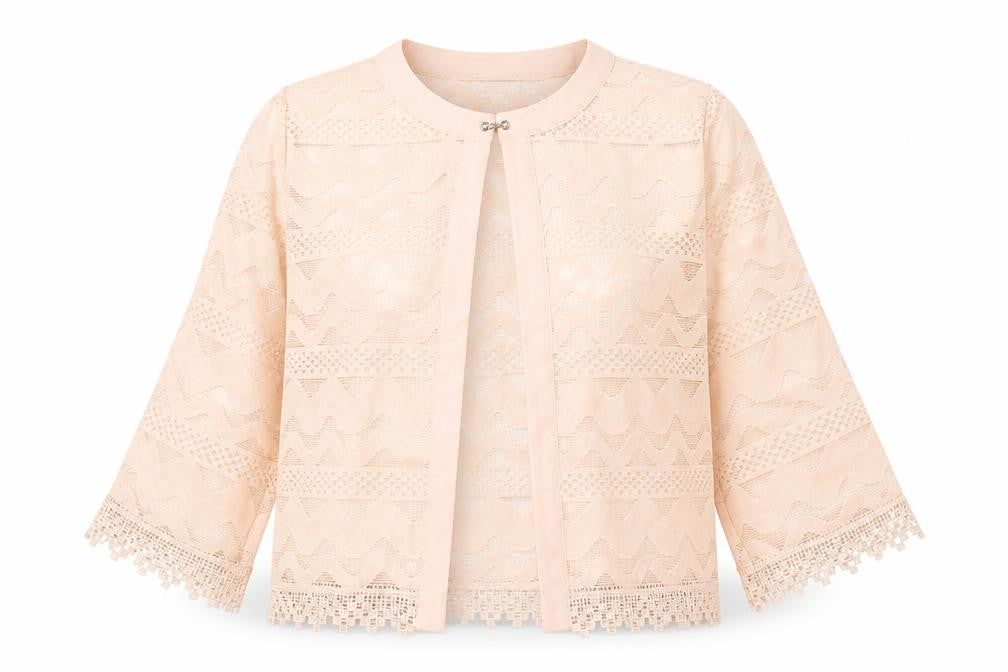 Paramour Womens Pink Geometric Cotton Kimono Blouse Size M Round Neck