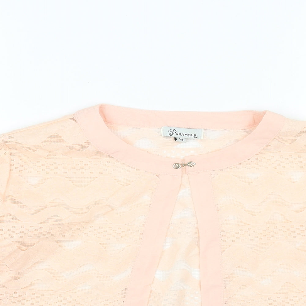 Paramour Womens Pink Geometric Cotton Kimono Blouse Size M Round Neck