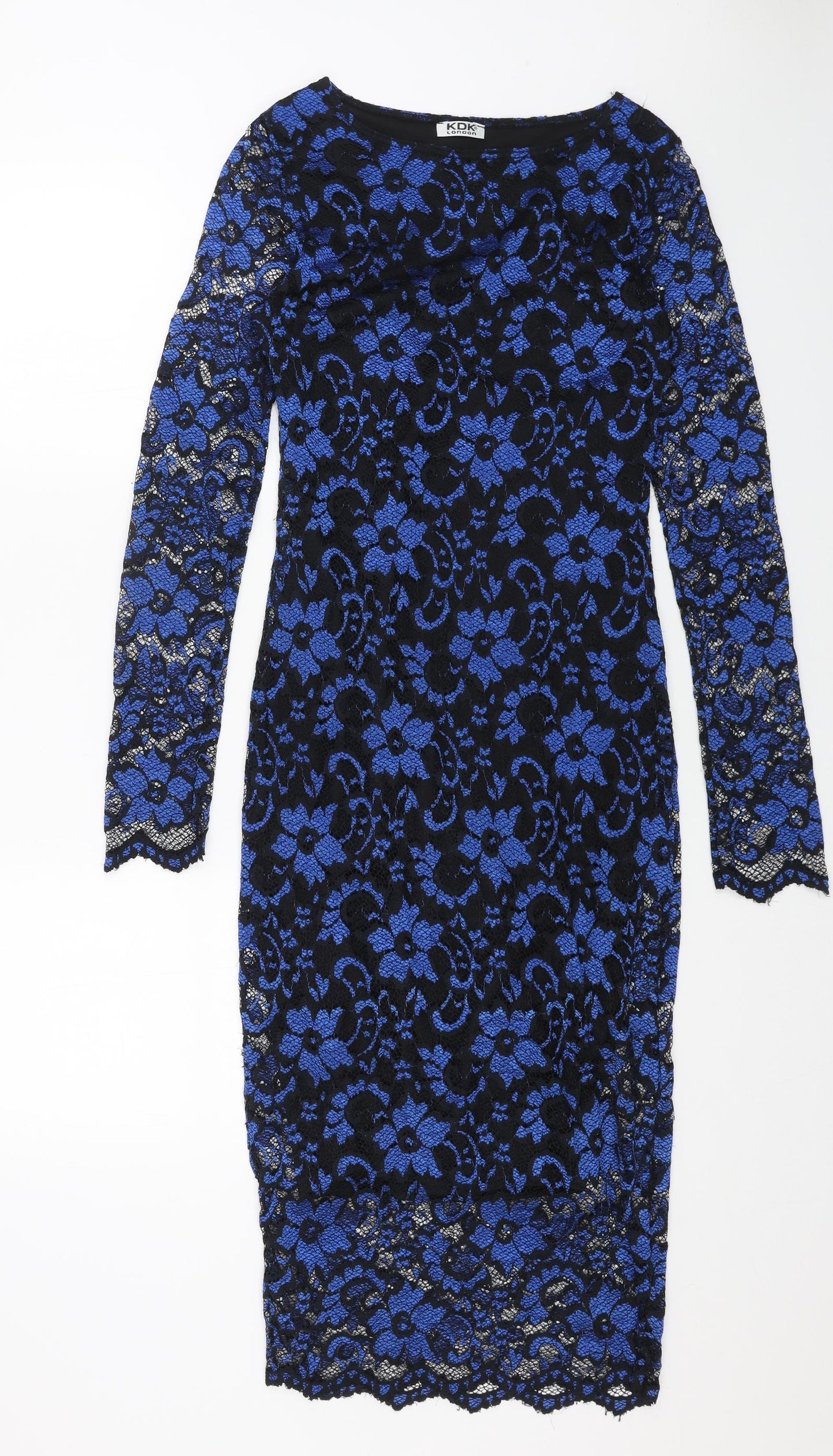 KDK Womens Blue Polyester Shift Size M Round Neck Pullover