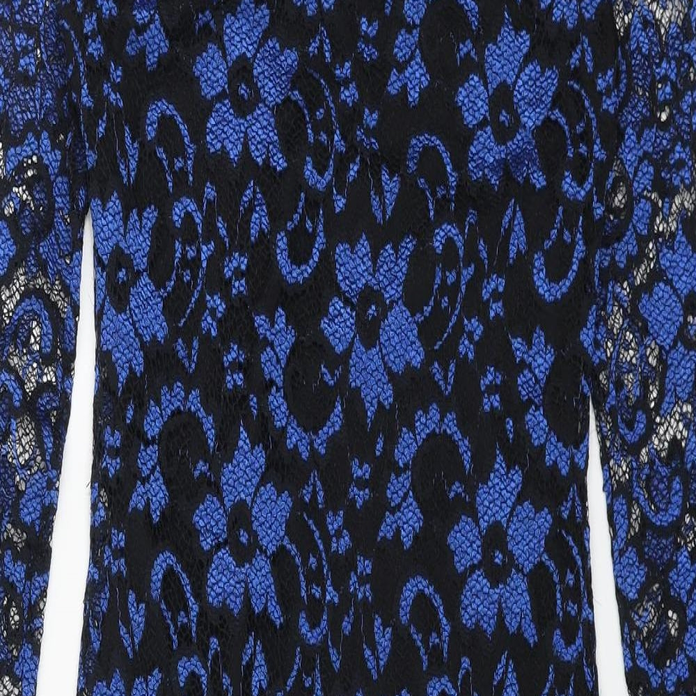 KDK Womens Blue Polyester Shift Size M Round Neck Pullover