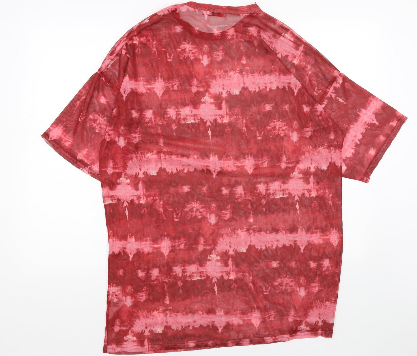 EVER TRUE Womens Red Geometric Polyester Basic T-Shirt Size M Round Neck