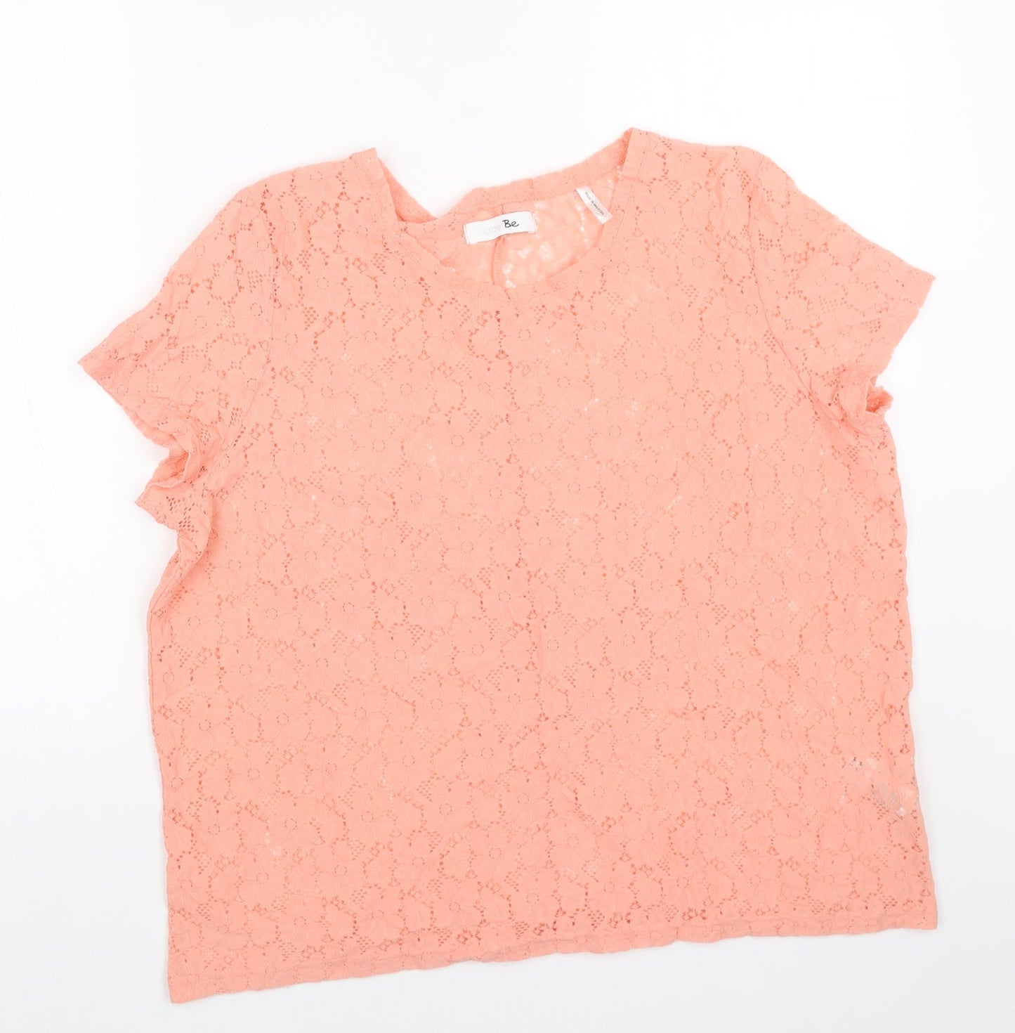 Simply Be Womens Orange Floral Polyamide Basic T-Shirt Size 18 Scoop Neck