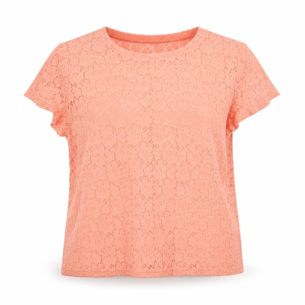 Simply Be Womens Orange Floral Polyamide Basic T-Shirt Size 18 Scoop Neck