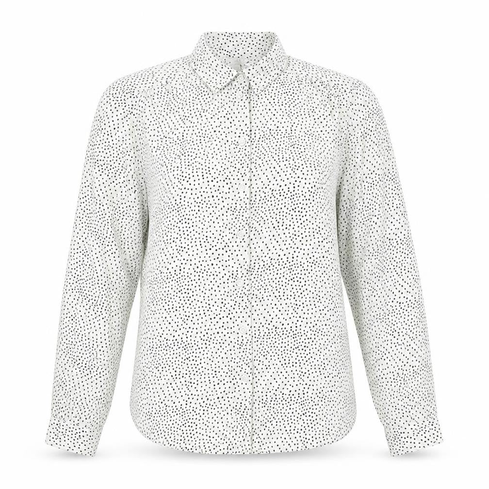 H&M Womens White Geometric Polyester Basic Button-Up Size 6 Collared