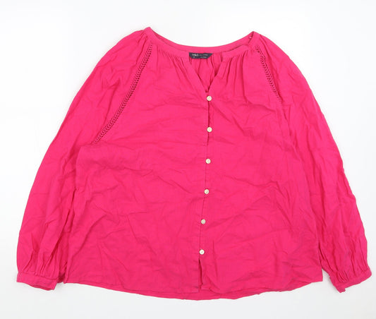 H&M Womens White Polyester Basic Blouse Size 6 V-Neck