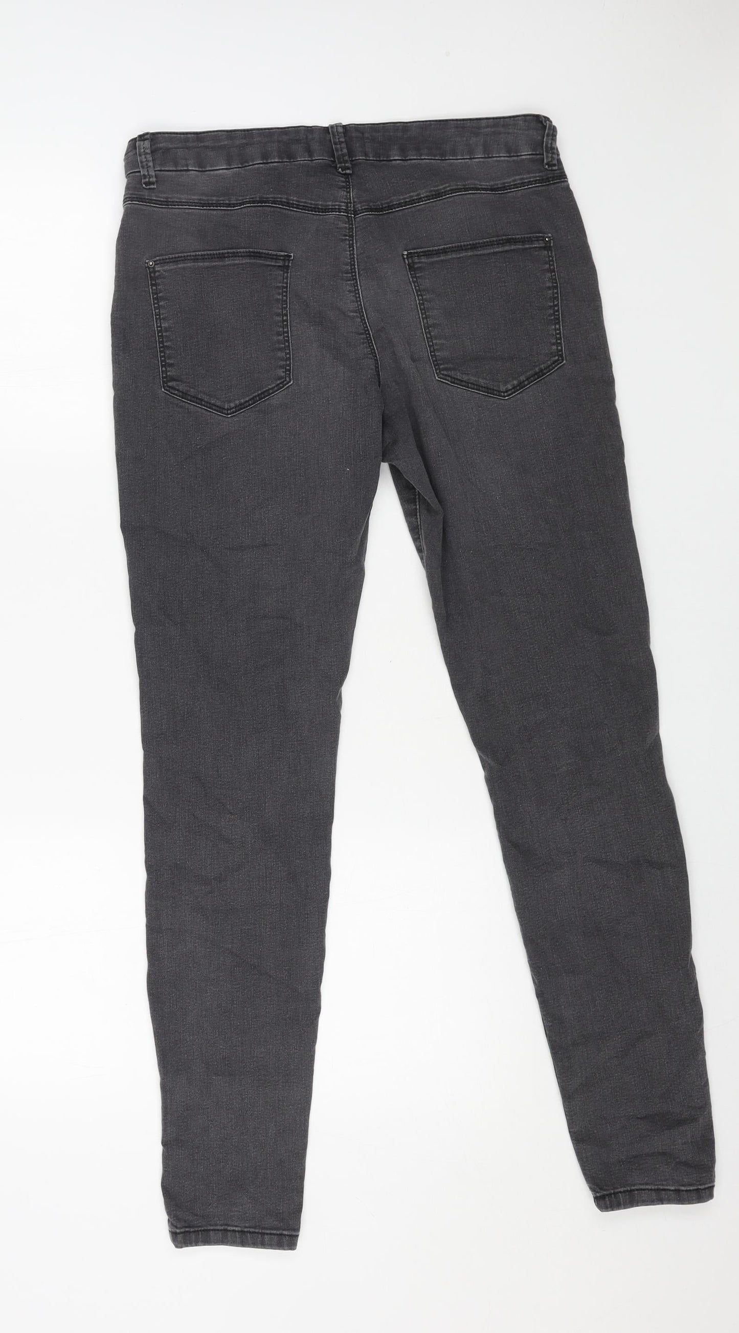 Marks and Spencer Womens Grey Cotton Skinny Jeans Size 12 L29 in Regular Button