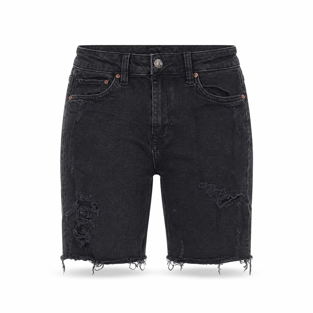 H&M Womens Black Cotton Cut-Off Shorts Size 10 Slim Zip
