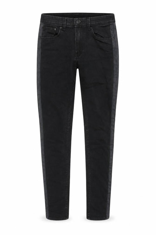 &Denim Mens Black Cotton Skinny Jeans Size 28 in Slim Zip - Side Stripe Detail