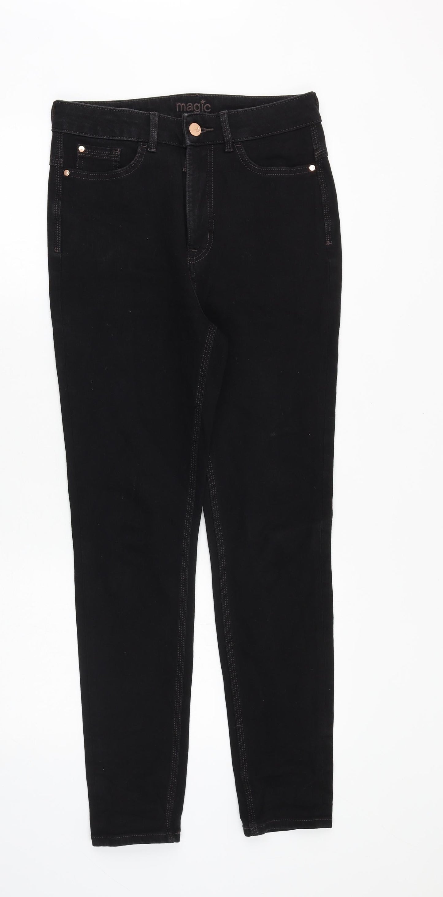Marks and Spencer Womens Black Cotton Skinny Jeans Size 28 in Regular Zip