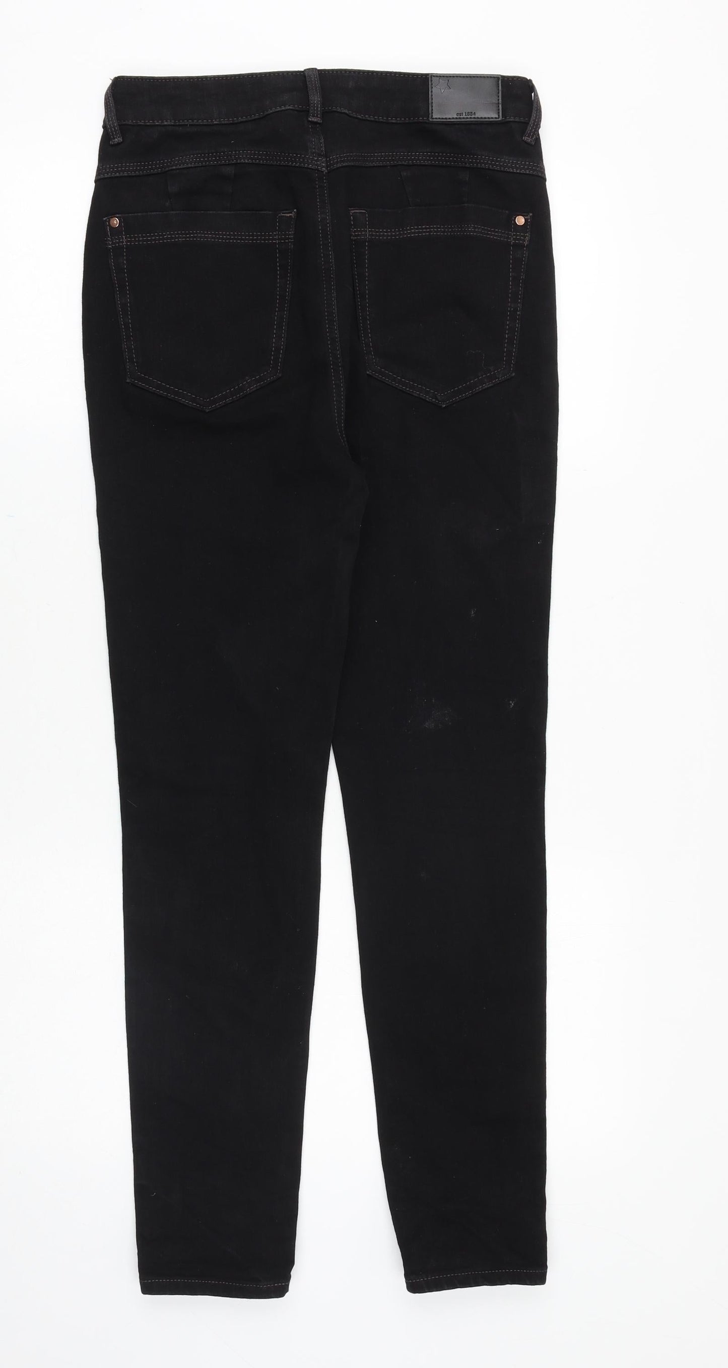Marks and Spencer Womens Black Cotton Skinny Jeans Size 28 in Regular Zip