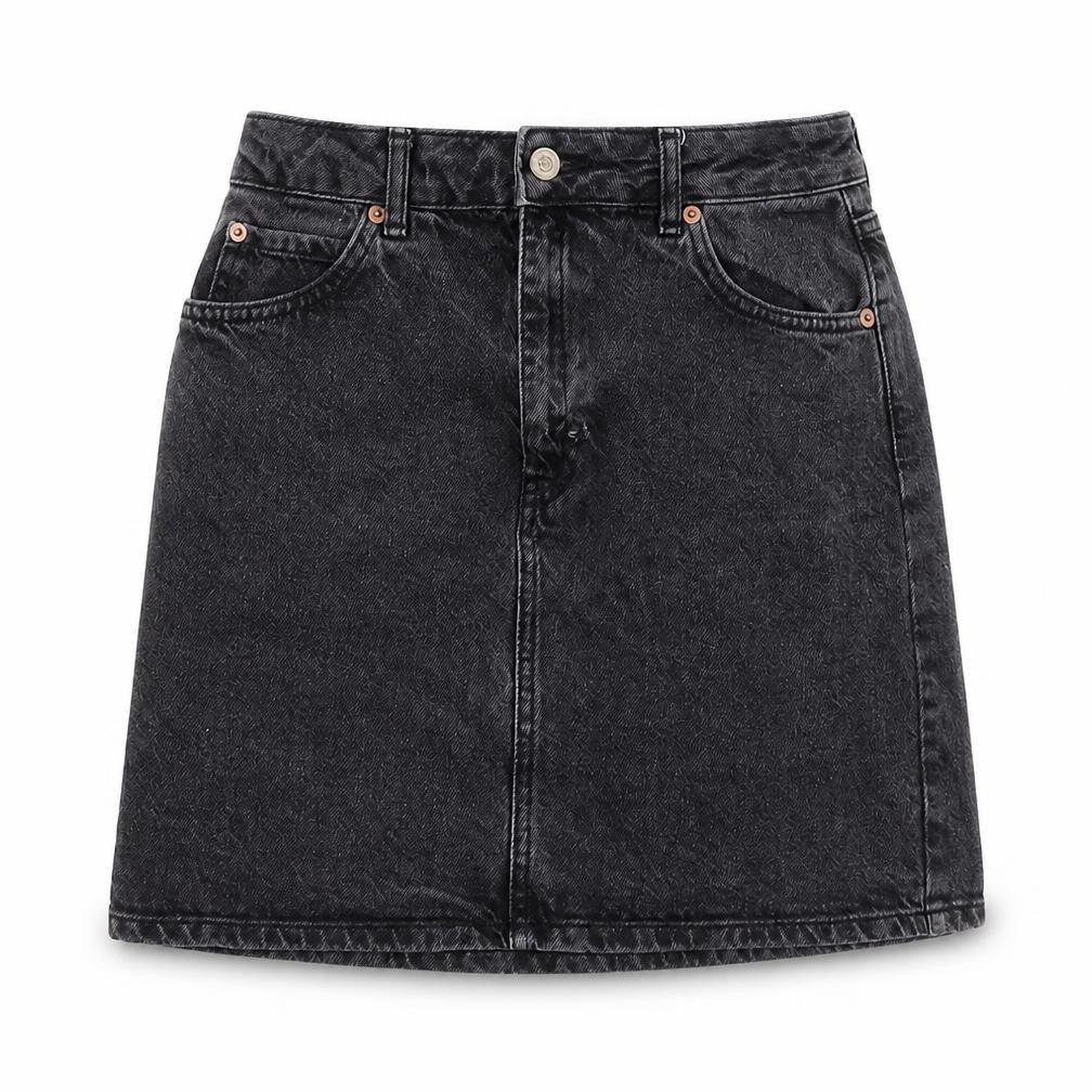 Topshop Womens Grey Cotton A-Line Skirt Size 28 in Zip