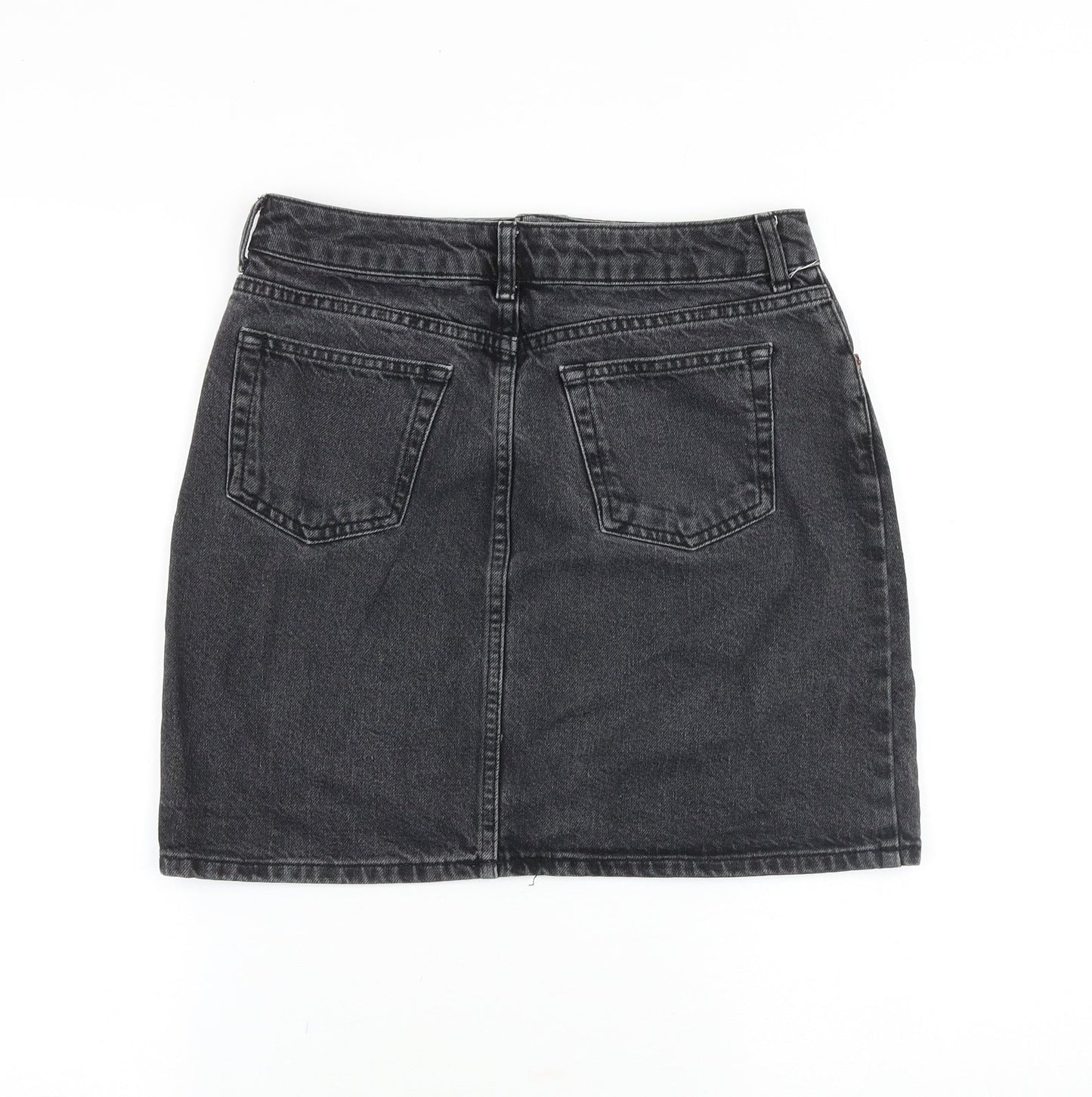 Topshop Womens Grey Cotton A-Line Skirt Size 28 in Zip