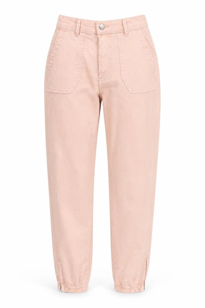Marks & Spencer Womens Pink Cotton Tapered Jeans Size 6 Regular Zip