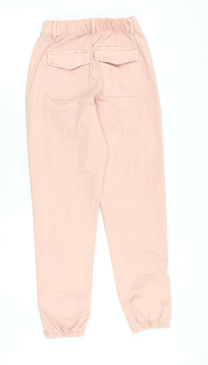 Marks & Spencer Womens Pink Cotton Tapered Jeans Size 6 Regular Zip