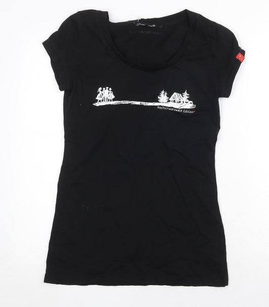 Artwood Womens Black Cotton Basic T-Shirt Size M Round Neck