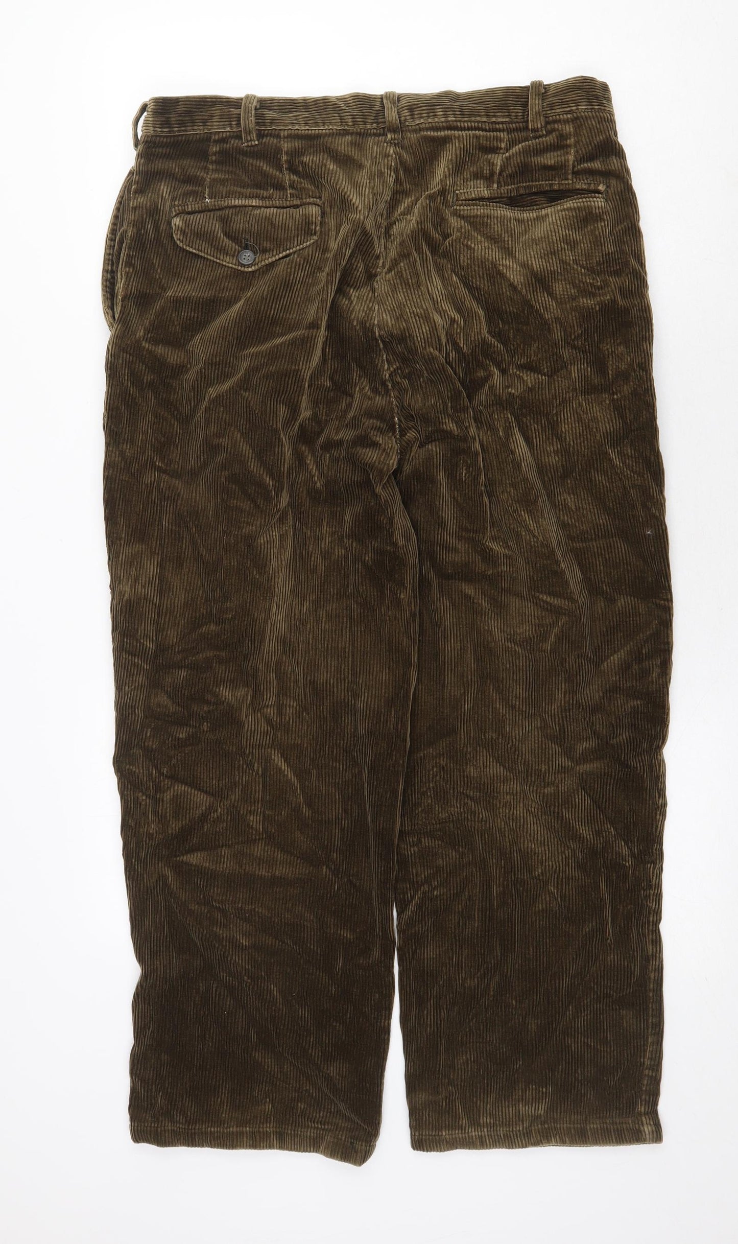 Preworn Womens Green Cotton Trousers Size 36 Regular Zip