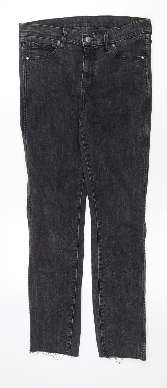 Dr. Denim Womens Grey Cotton Skinny Jeans Size 32 in Regular Zip - Distressed Hems
