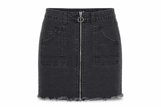 Boohoo Womens Grey Cotton A-Line Skirt Size 6 Zip